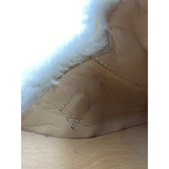 Vintage Y2K COACH RUTHIE Tan Suede SHEARLING Fur WOODEN CLOG Mules Sz 8 ITALY - Picture 7 of 8